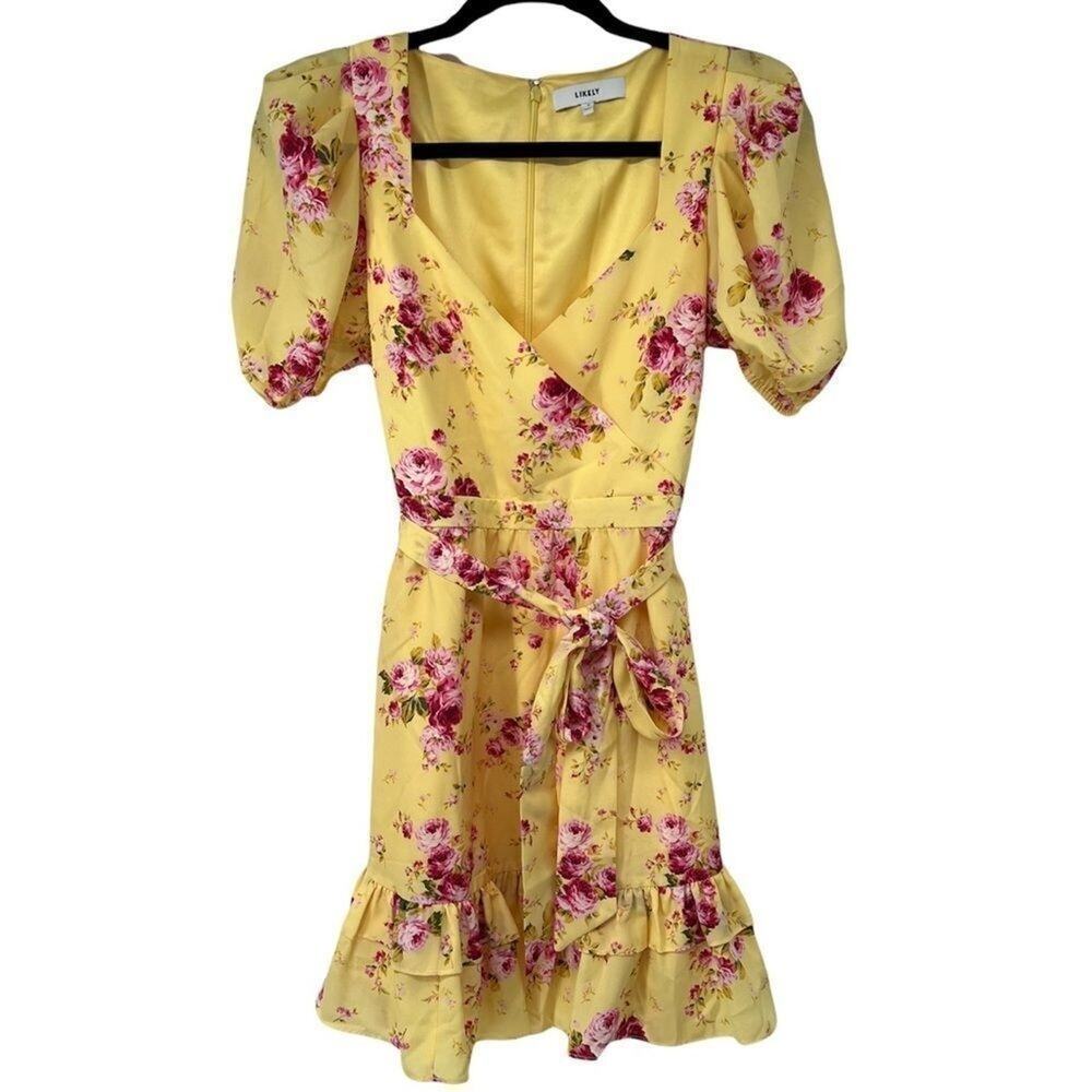 ReVolve LIKELY Yellow‎ Pink Rose Mini Quinn Dress in Snapdragon NWOT
